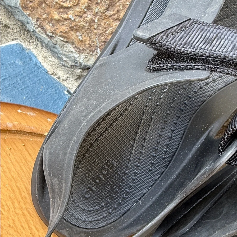 Crocs Black Sport Sandals Adjustable Straps Comfort Size 9 M/ 11 W